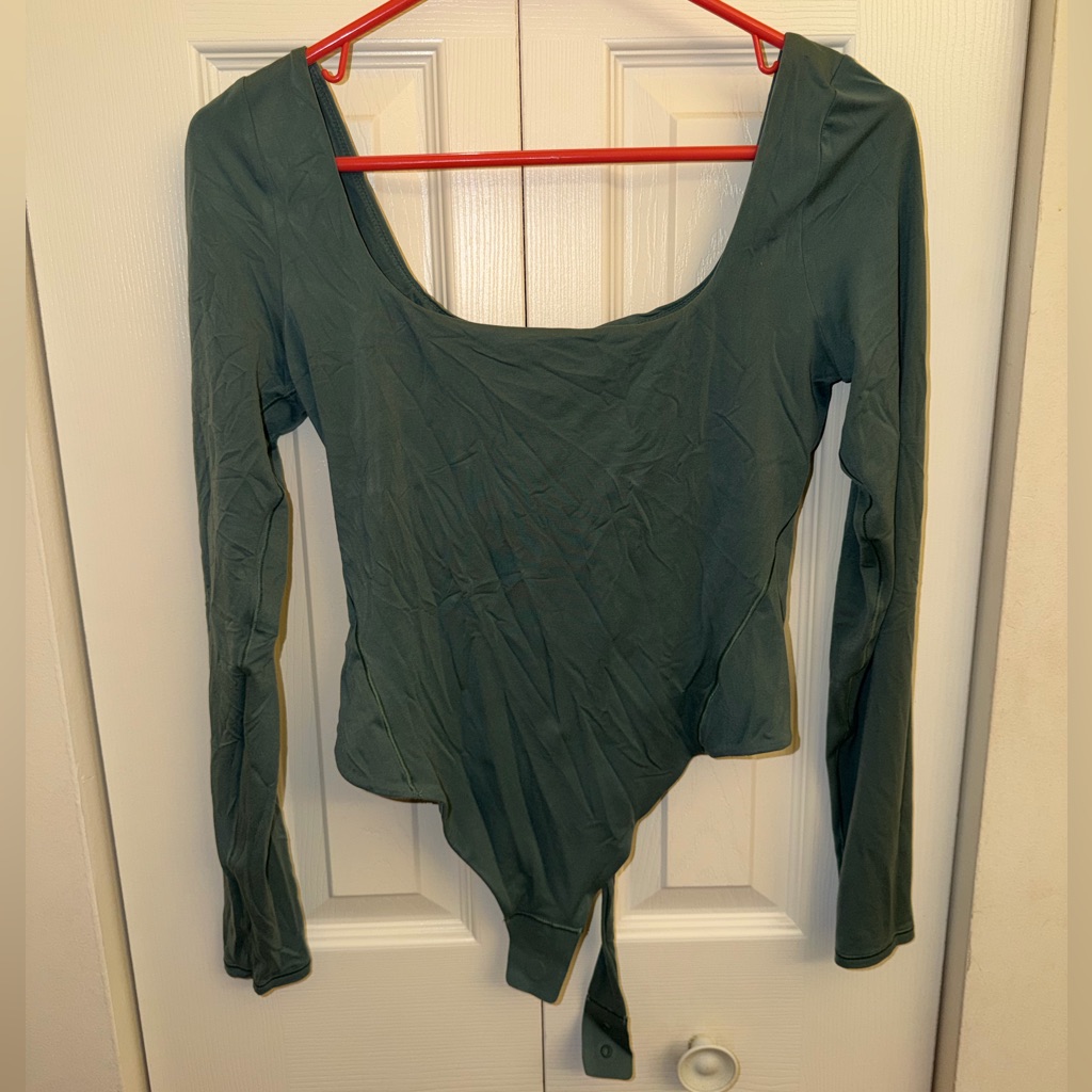 Softstream Long Sleeve Scoop Neck Bodysuit In Dark Teal